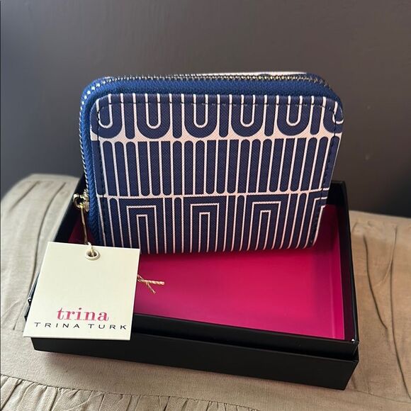 Trina Turk Navy and White Patterned Wallet - Picture 1 of 3